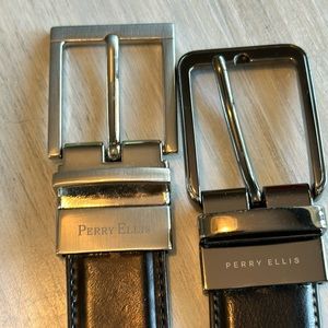 2 Perry Ellis Black Belts 36/40 & 38 Man made